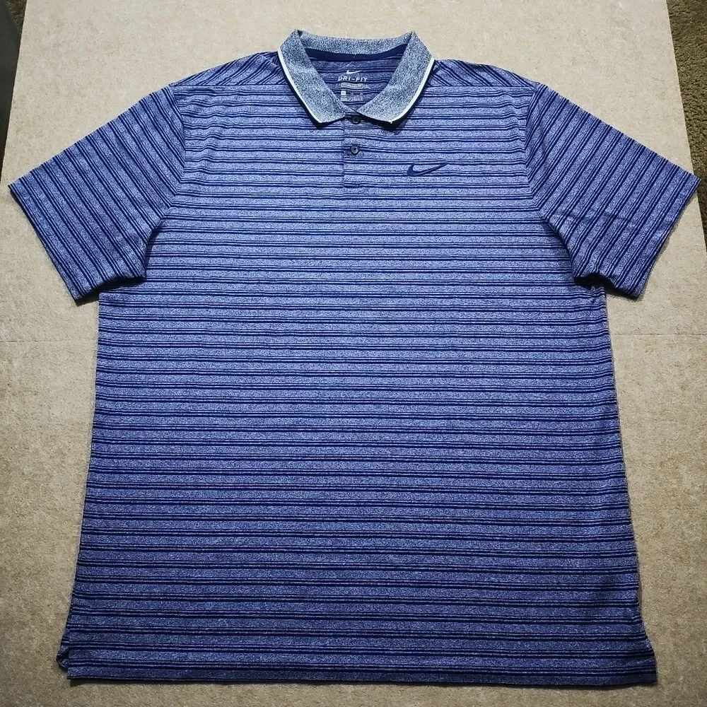 Nike Dri-Fit Blue Polo Classic Striped Shirt -U